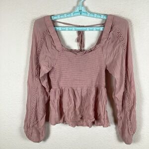Polly Esther Womens Shirt Sz S Small Long Sleeve Solid Top Blouse Excellent